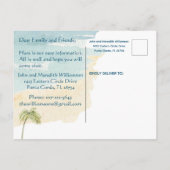 Wir haben Beach Palm Trees Budget Move Ankündigungspostkarte (Rückseite)