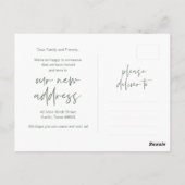 Wir haben bewegt, Ankündigung, Moderne Seite Grün Postkarte (Rückseite)