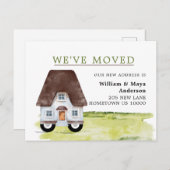 WIR HABEN BEWEGT, Spaß House auf Rädern Einladungspostkarte (Vorne/Hinten)