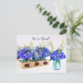 Wir haben Blue Hydrangeas in Mason Jars Postkarte  (Stehend Vorderseite)