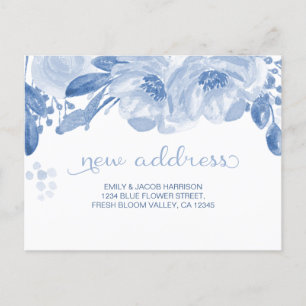 Wir haben Blue Watercolor Floral neue Adresse über Ankündigungspostkarte
