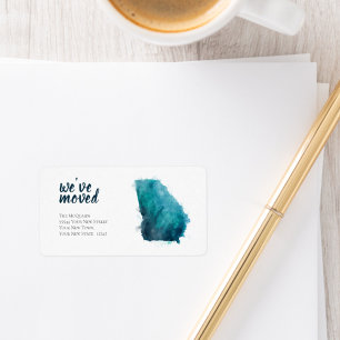 Wir haben Blue Watercolor Georgia verschoben Adressaufkleber