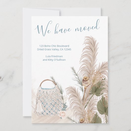 Wir haben Boho Chic Macrame Pampas Grass Moving be Ankündigung (Vorderseite)