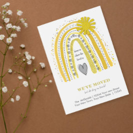 Wir haben Boho Yellow Rainbow Ankündigung verschob Postkarte