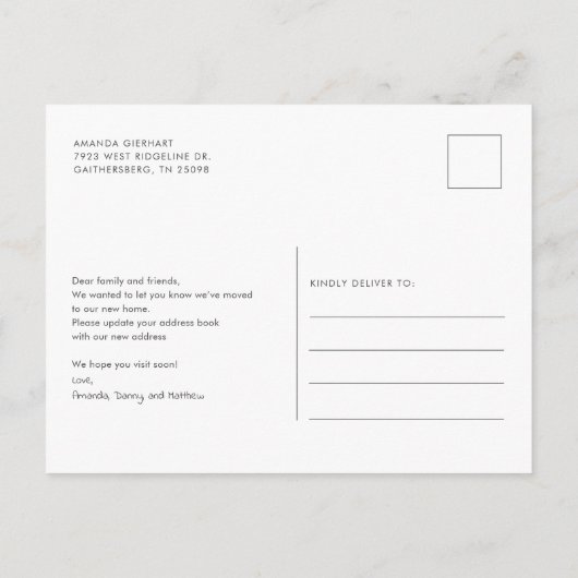 Wir haben Chic-Bewegung bewegt Ankündigungspostkarte (Rückseite)