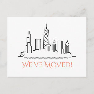 Wir haben Chicago City Skyline verschoben Ankündigungspostkarte