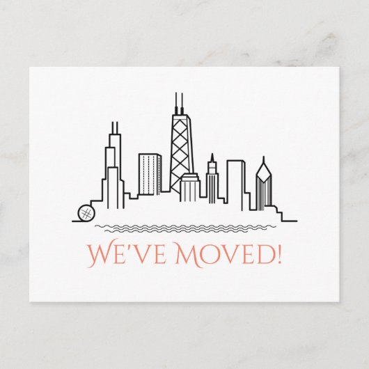 Wir haben Chicago City Skyline verschoben Ankündigungspostkarte (Vorderseite)