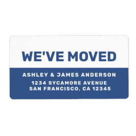 Wir haben Classic Blue White New Address verschobe Adressaufkleber