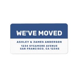 Wir haben Classic Blue White New Address verschobe Adressaufkleber