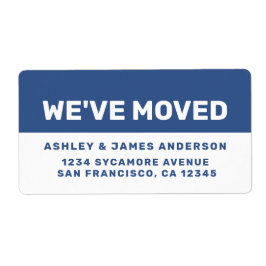 Wir haben Classic Blue White New Address verschobe Adressaufkleber