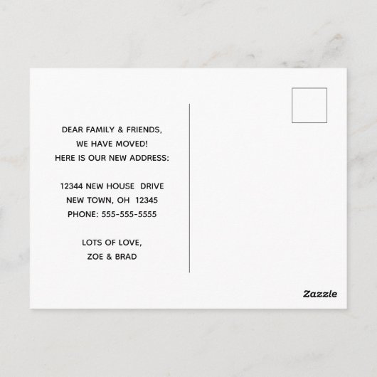 Wir haben das Adressenwechsel-Foto verschoben und Postkarte (Rückseite)