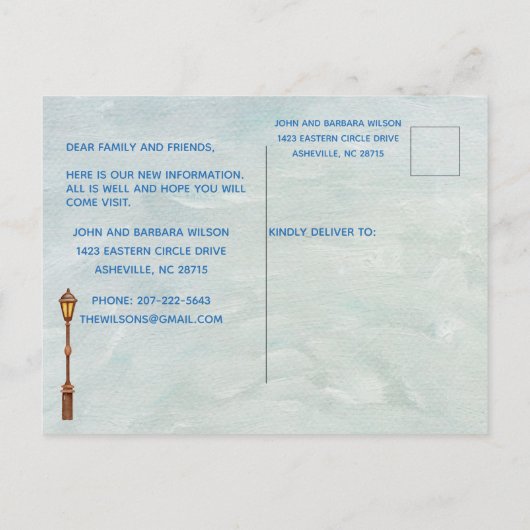 Wir haben das bunte Stadtleben-Budget verschoben Ankündigungspostkarte (Rückseite)