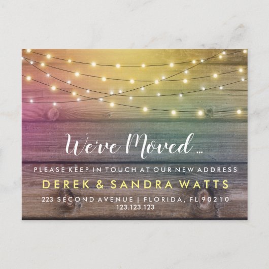 Wir haben das Design der neuen Adresse rustikalen  Ankündigungspostkarte (Vorderseite)