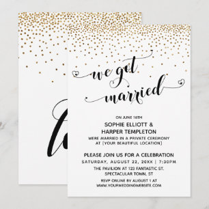 Wir haben das Drehbuch zur Hochzeit bekommen, gold Einladung