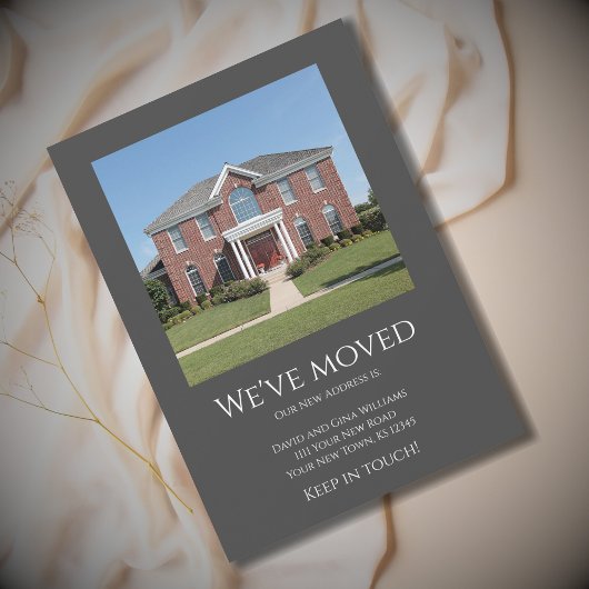 Wir haben das einfache Foto Gray Moving verschoben Ankündigung