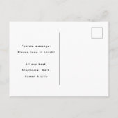 Wir haben das einfache moderne Foto verschoben Ankündigungspostkarte (Rückseite)