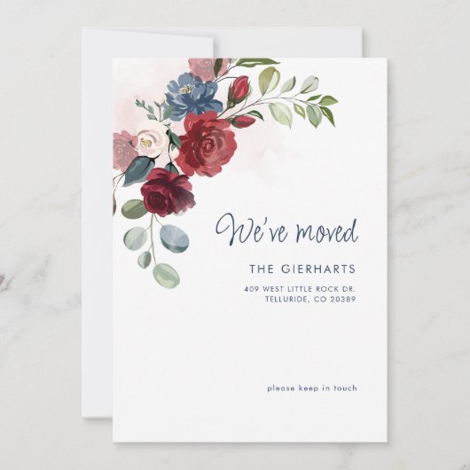 Wir haben das elegante Blumenmoving bewegt Ankündigung (Vorderseite)