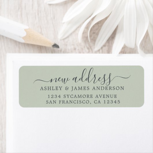 Wir haben das Etikett "Pastel Green New Address" v (Insitu)