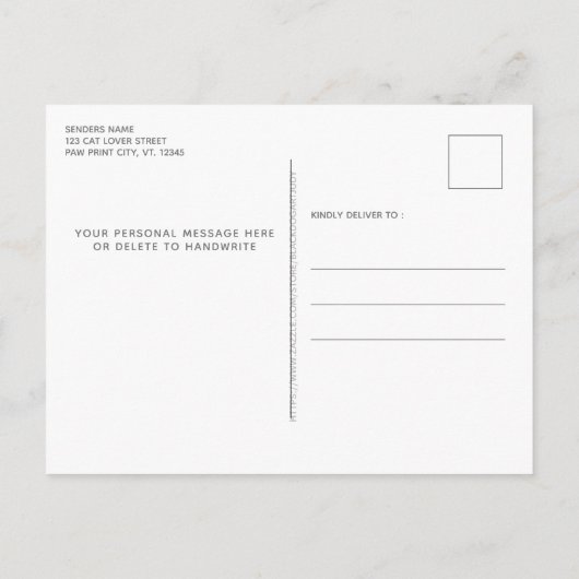 Wir haben das Foto "Cat Moving" für die Adresse ve Ankündigungspostkarte (Rückseite)