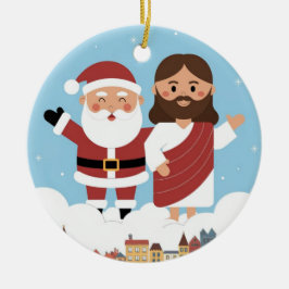 WIR HABEN DAS GESEHEN! Der Weihnachtsmann und Jesu Keramik Ornament