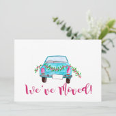 Wir haben das klassische Weihnachtsauto bewegt Einladung (Stehend Vorderseite)