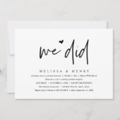 Wir haben das moderne Hochzeitstreffen Empfang Din Einladung (Vorderseite)