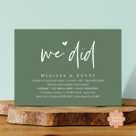 Wir haben das moderne Hochzeitstreffen Empfang Din Einladung<br><div class="desc">Markieren Sie den Anfang Ihres Lebens mit Eleganz mit unserer zeitgenössischen rustikalen Wald Salbei grün Thema Hochzeit Empfang Dinner Party feiern Einladung Karte, "Wir haben". Diese Einladung eignet sich perfekt für Paare, die ihren fröhlichen Anlass ausdehnen und mit einem Hauch von Verspieltheit die Bühne für eine unvergessliche Veranstaltung geben. Das...</div>