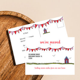 Wir haben das Niedliche Custom Beach House umgezog Ankündigungspostkarte