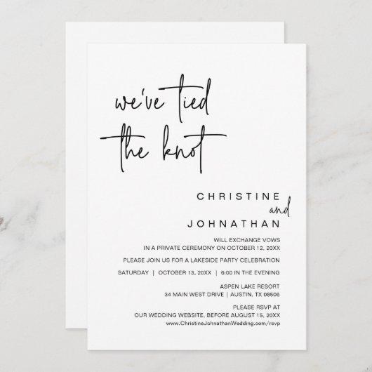 Wir haben das Party des Knotens, der Hochzeitsfeie Einladung (Vorne/Hinten)