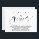 Wir haben das Party zum Hochzeitsessen, das Abende Einladung<br><div class="desc">Markieren Sie den Anfang Ihres Lebens mit Eleganz mit unserer zeitgenössischen Schwarz-Weiß-Hochzeitsfeier Einladungskarte "Wir binden den Knoten". Diese Einladung eignet sich perfekt für Paare, die ihren fröhlichen Anlass ausdehnen und mit einem Hauch von Verspieltheit die Bühne für eine unvergessliche Veranstaltung geben. Das zeitlose Design des Drehbuchs verleiht Ihren Festlichkeiten eine...</div>