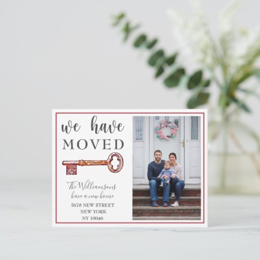 Wir haben das Red Key Foto verschoben Ankündigung (Stehend Vorderseite)