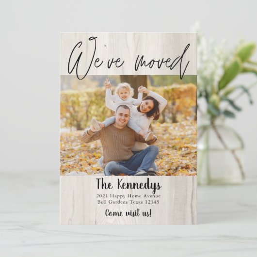 Wir haben das Rustikale Holz-Foto neu verschoben Ankündigung (Stehend Vorderseite)