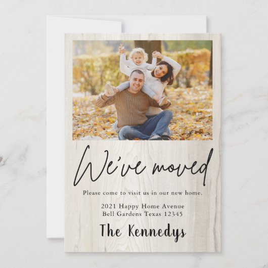 Wir haben das rustikale Holz-Foto verschoben und d Ankündigung (Vorderseite)