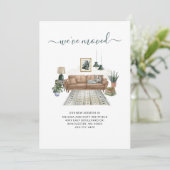 Wir haben das schicke Wohnzimmer verschoben Ankündigung (Stehend Vorderseite)