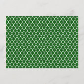 Wir haben das schöne, weiße Ogee-Muster auf Grün v Begleitkarte (Rückseite)