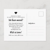 Wir haben das Schwarze Foto der neuen Adresse vers Ankündigungspostkarte (Rückseite)