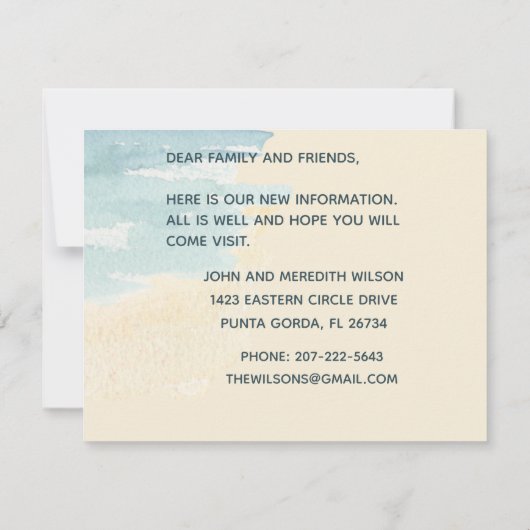 Wir haben das Wasserfarben-Beach-Budget verschoben Ankündigung (Rückseite)