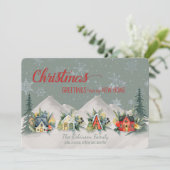 Wir haben das Weihnachtsdorf verschoben Karte (Stehend Vorderseite)