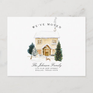 Wir haben das Weihnachtshaus im Winter verschoben Ankündigungspostkarte