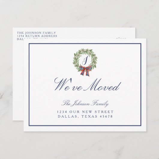 Wir haben das Weihnachtskranz-Monogramm für den We Ankündigungspostkarte (Vorne/Hinten)