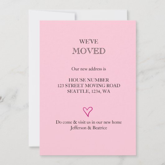 Wir haben den Adressenwechsel in skurrilen Schrift Ankündigung (Rückseite)