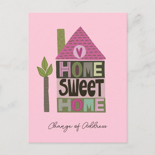 Wir haben den Adressenwechsel in skurrilen Schrift Postkarte (Vorderseite)