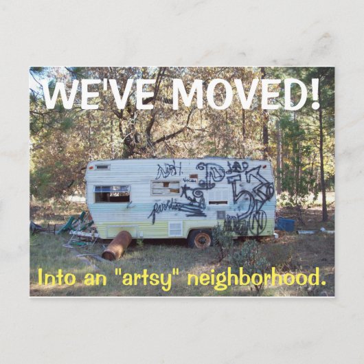 Wir haben den Adresswechsel auf der Postkarte vers (Vorderseite)