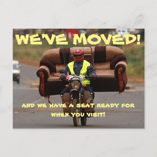 Wir haben den Adresswechsel auf der Postkarte vers (Vorderseite)