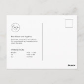 Wir haben den Adresswechsel in den Geschäftsbüros Postkarte (Rückseite)