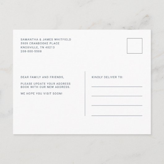 Wir haben den Adresswechsel verschoben Ankündigungspostkarte (Rückseite)