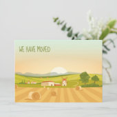 Wir haben den Bauernhof umgezogen und die Adresse  Ankündigung (Stehend Vorderseite)