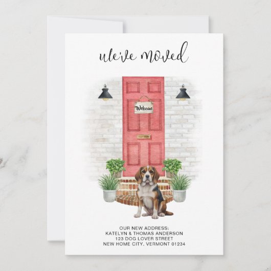 Wir haben den Beagle an der roten Tür verschoben Ankündigung (Vorderseite)