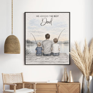 Wir haben den besten Papa beim Angeln erwischt - P Poster