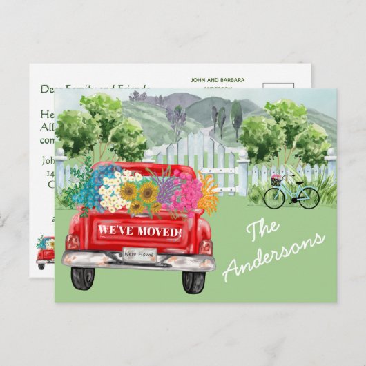 Wir haben den Blumenzaun auf dem Lande umgezogen Ankündigungspostkarte (Vorne/Hinten)